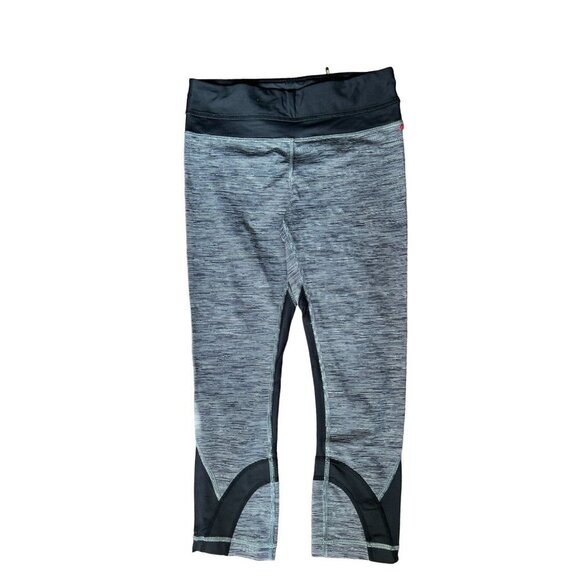 Lululemon Sz 4 Crop Black Gray Active Legging with back pocket - Picture 1 of 8